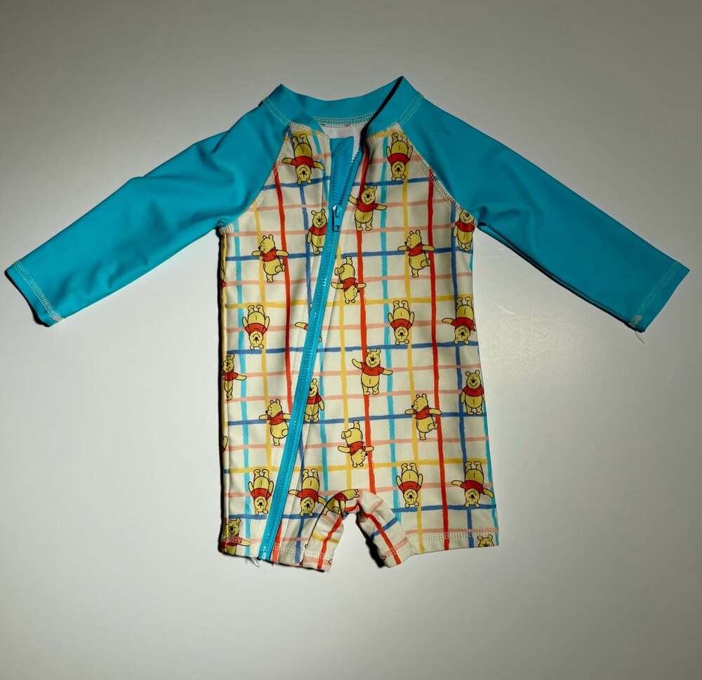 Disney Baby Winnie the Pooh Rashguard Swimsuit Size 6/9M Plaid